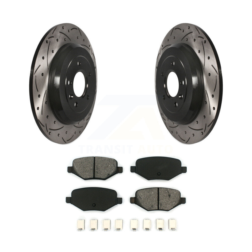 Kit de plaquettes de frein semi-métalliques pour rotors de frein à fente arrière percés pour Ford Explorer Edge Fle