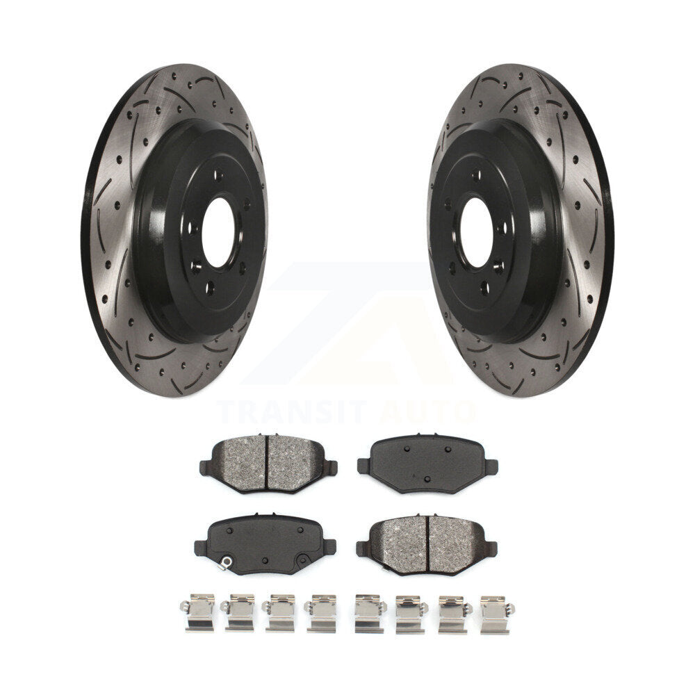 Kit de plaquettes semi-métalliques de rotors de frein à disque de fente de forage enduits arrière pour Ford Explorer