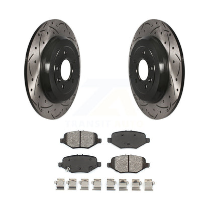 Kit de plaquettes semi-métalliques de rotors de frein à disque de fente de forage enduits arrière pour Ford Explorer