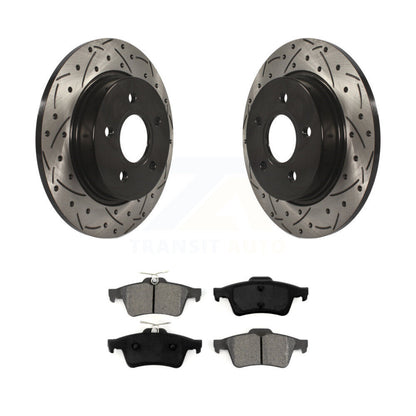 Rotor de frein à disque à fente percée à revêtement arrière et Kit de plaquettes semi-métalliques pour Ford Focu