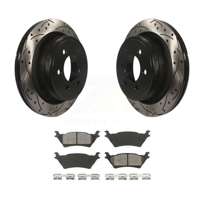 Rotor de frein à disque à fente percée à revêtement arrière et Kit de plaquettes semi-métalliques pour Ford F-15