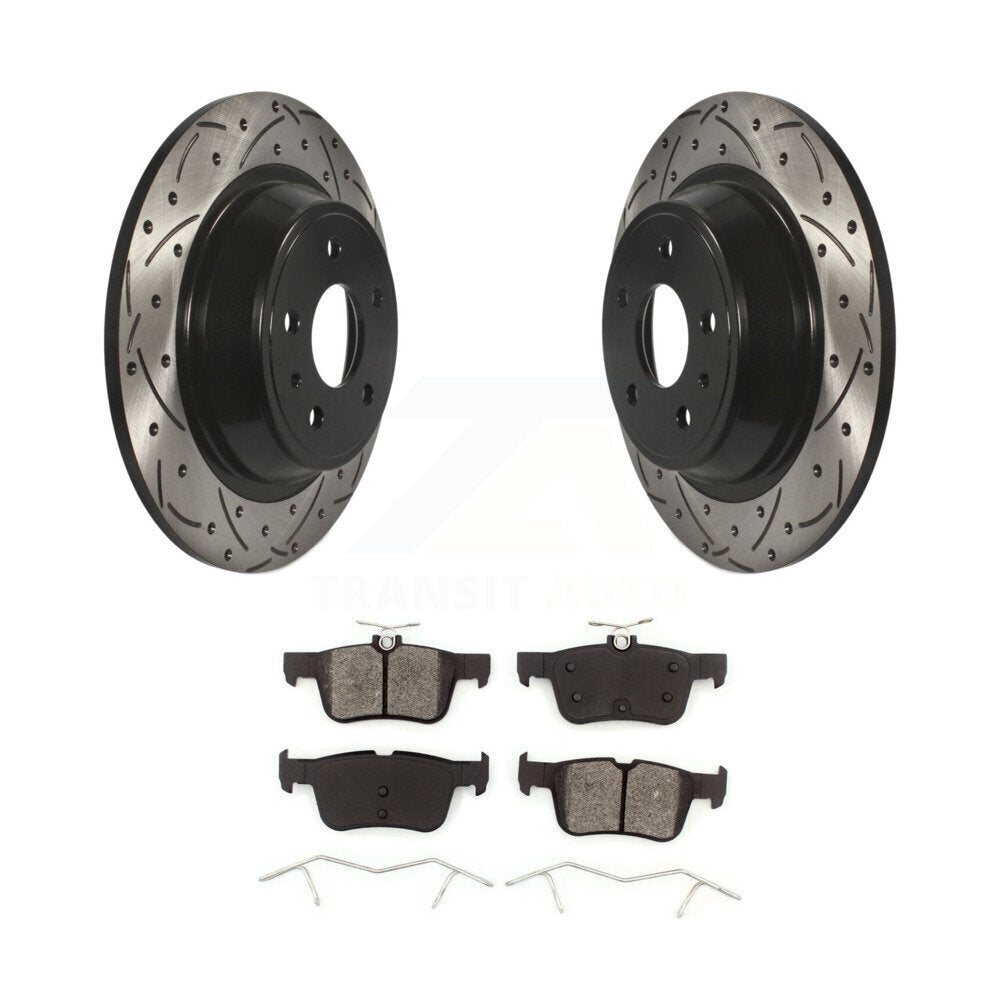 Rotors de frein à fente arrière percés, Kit de plaquettes semi-métalliques pour Ford Fusion Lincoln MK