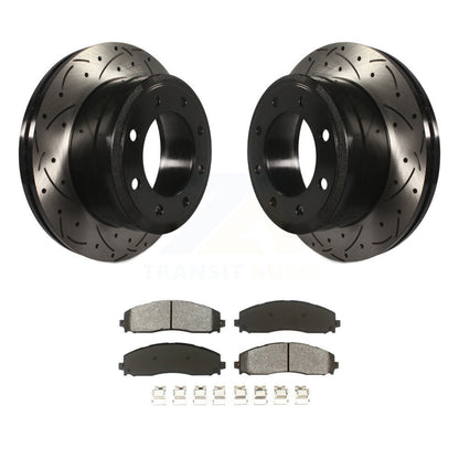 Kit de plaquettes semi-métalliques de Rotor de frein à disque de fente de forage arrière pour Ford F-350 Super Dut