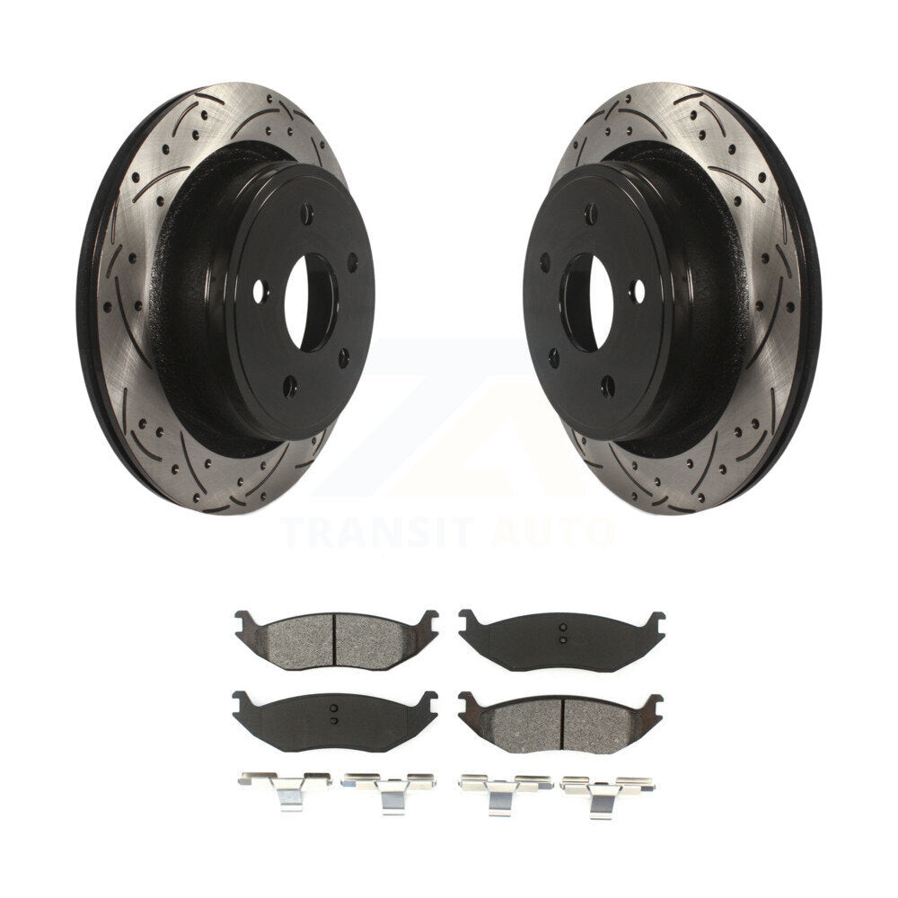 Rotor de frein à fente arrière percé et Kit de plaquettes semi-métalliques pour Ram 1500 Classic Dodge