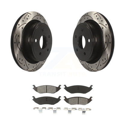Rotor de frein à fente arrière percé et Kit de plaquettes semi-métalliques pour Ram 1500 Classic Dodge