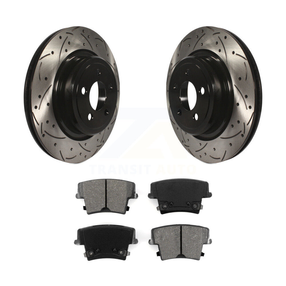 Kit de plaquettes semi-métalliques de rotors de frein à disque de fente de forage arrière pour Dodge Charger Magnu