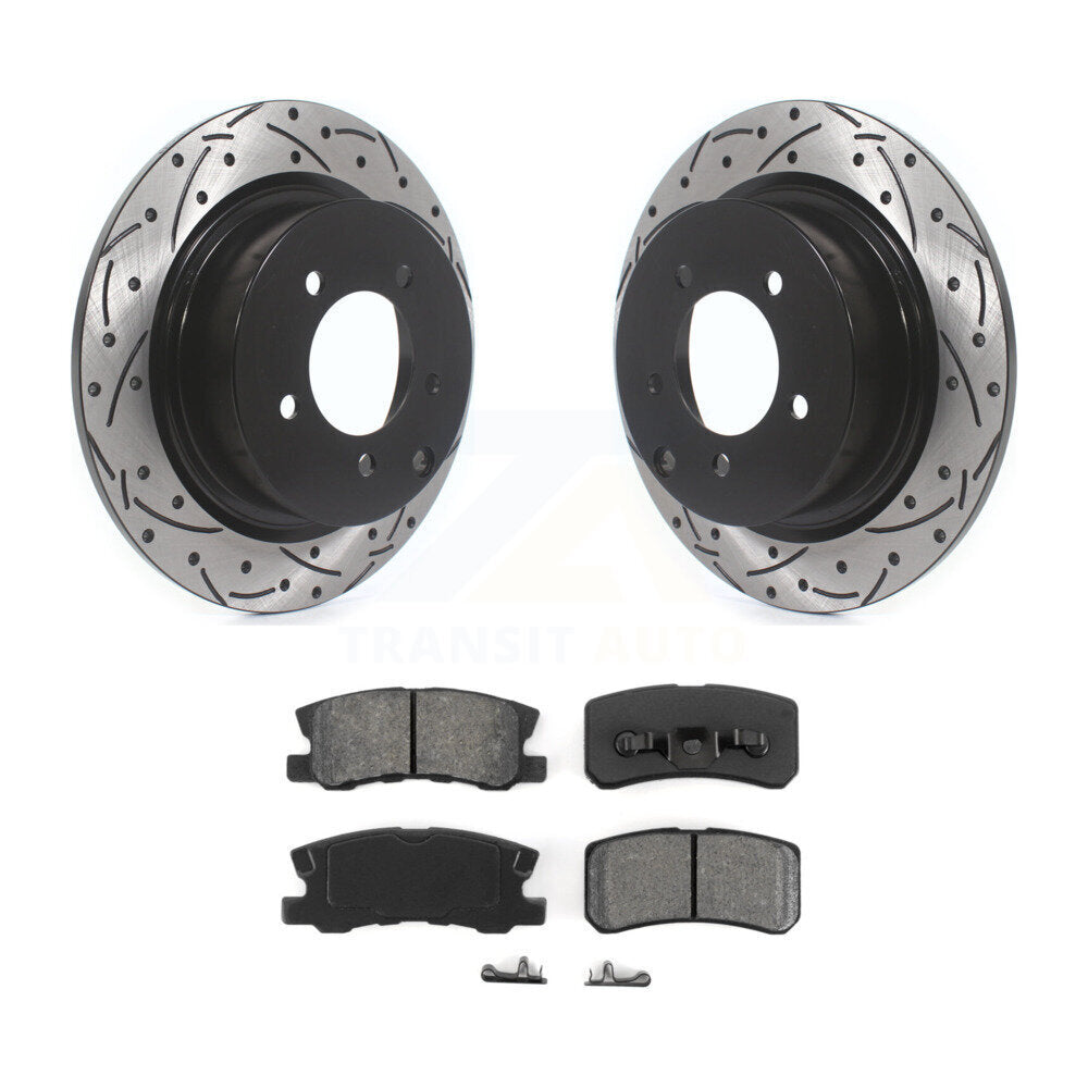 Rotors de frein à fente arrière percés, Kit de plaquettes semi-métalliques pour Jeep Mitsubishi Patrio
