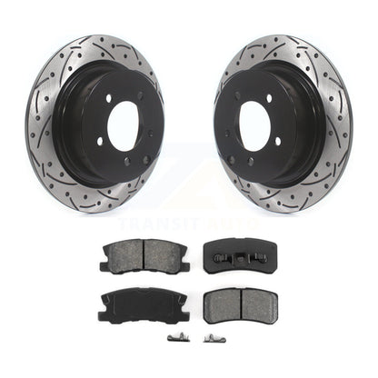 Rotors de frein à fente arrière percés, Kit de plaquettes semi-métalliques pour Jeep Mitsubishi Patrio