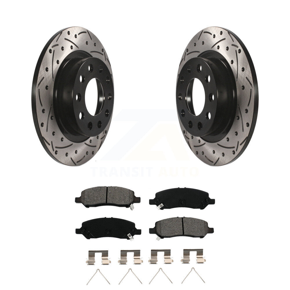 Kit de plaquettes semi-métalliques de rotors de frein à disque de fente de forage arrière pour Dodge Dar 2013-2016