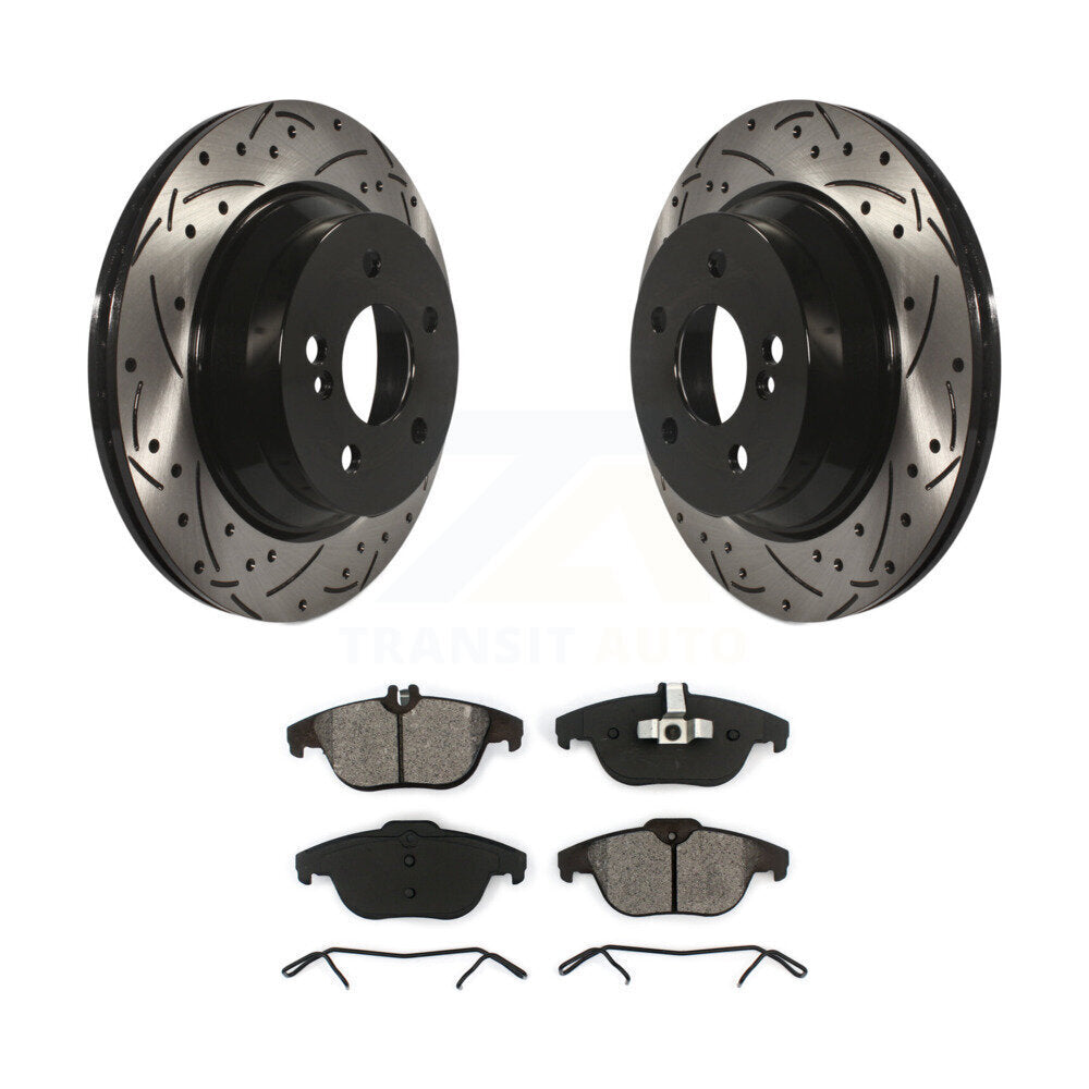 Kit de plaquettes semi-métalliques de rotors de frein à fente de forage arrière pour Mercedes-Benz GLK350 E35
