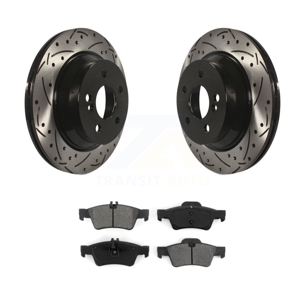 Kit de plaquettes de frein semi-métalliques pour rotors de frein à fente arrière percés pour Mercedes-Benz E350 E40
