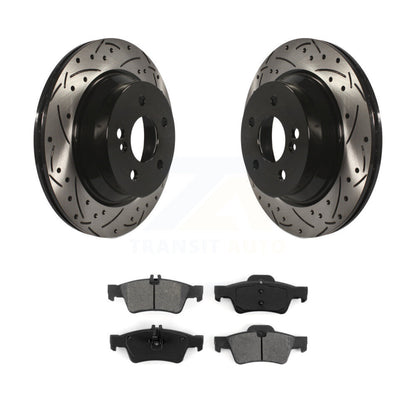 Kit de plaquettes de frein semi-métalliques pour rotors de frein à fente arrière percés pour Mercedes-Benz E350 E40