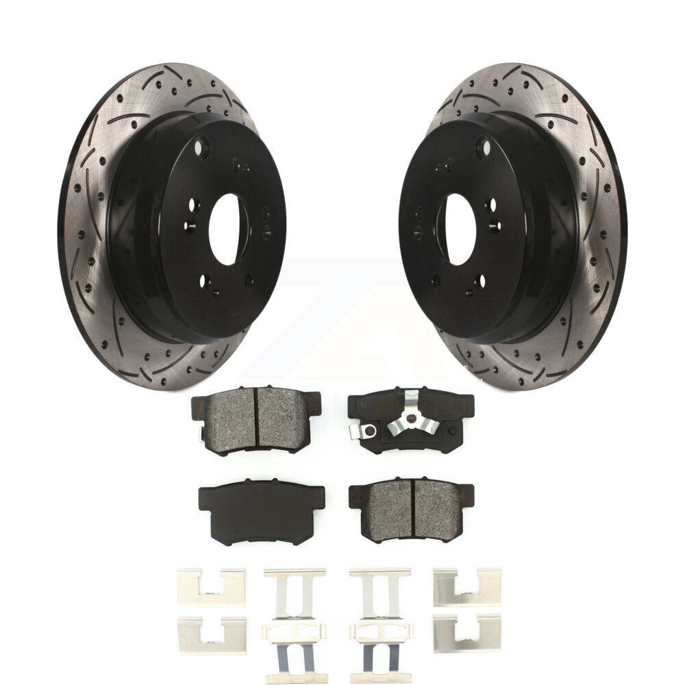 Kit de plaquettes semi-métalliques de rotors de frein à disque de fente de forage arrière pour Honda CR-V Acura RD