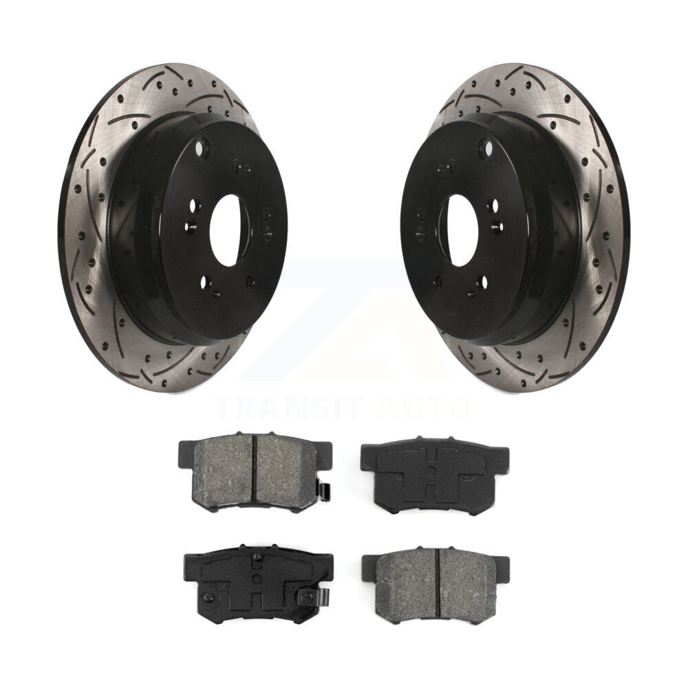 Kit de plaquettes semi-métalliques de Rotor de frein à disque fendu percé à revêtement arrière pour Acura RD