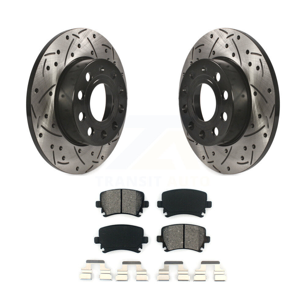 Kit de plaquettes semi-métalliques de Rotor de frein de fente de forage arrière pour Volkswagen Jetta Rabbit A