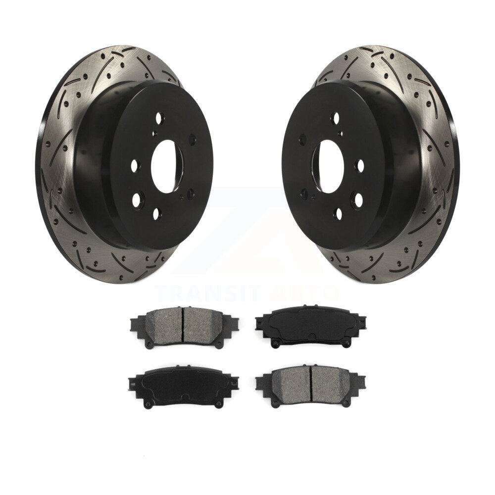 Kit de plaquettes semi-métalliques de rotors de frein à disque à fente percée à revêtement arrière pour Lexus IS25