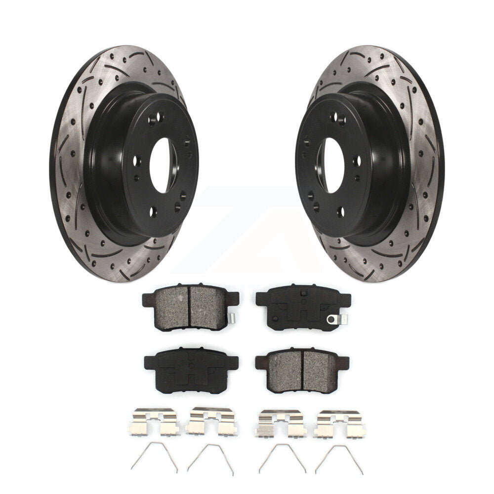 Rotor de frein à fente percée arrière et Kit de plaquettes semi-métalliques pour Honda Accord Acura TS