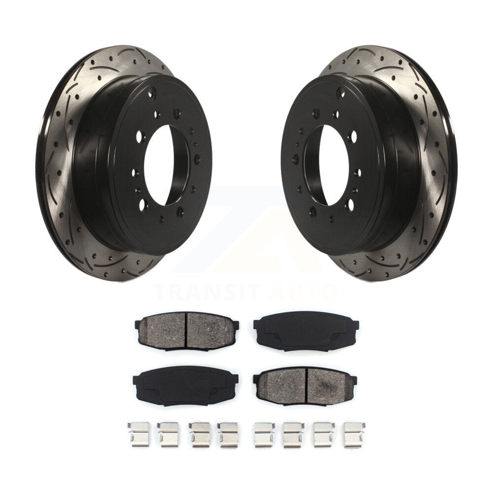 Kit de plaquettes semi-métalliques de Rotor de frein de fente de forage arrière pour Toyota Tundra Sequoia Lan