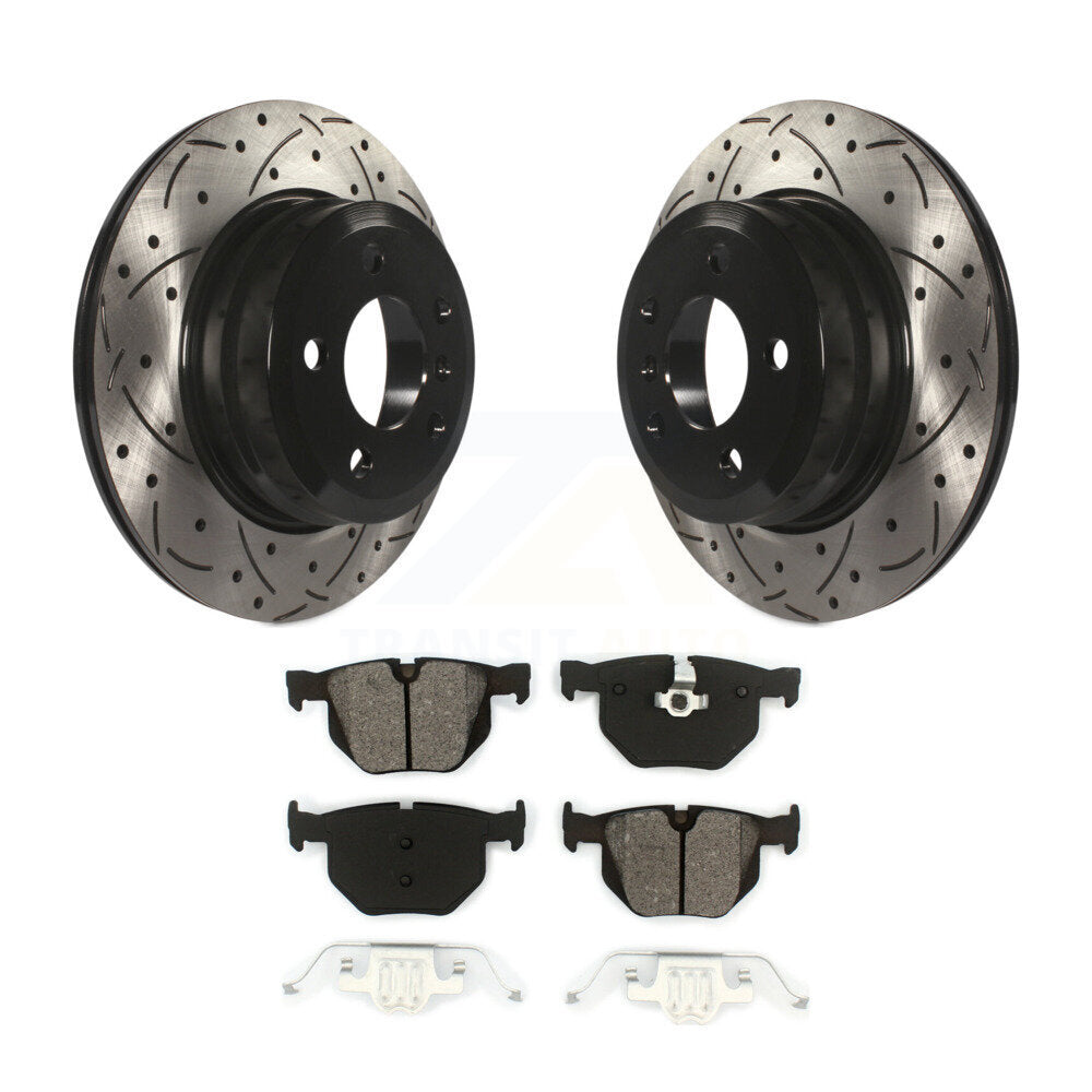 Kit de plaquettes semi-métalliques de Rotor de frein à disque fendu percé à revêtement arrière pour BMW X5 X