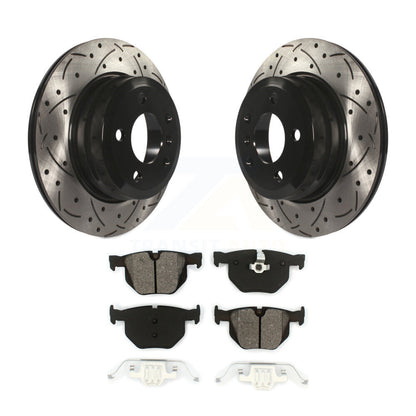 Kit de plaquettes semi-métalliques de Rotor de frein à disque fendu percé à revêtement arrière pour BMW X5 X