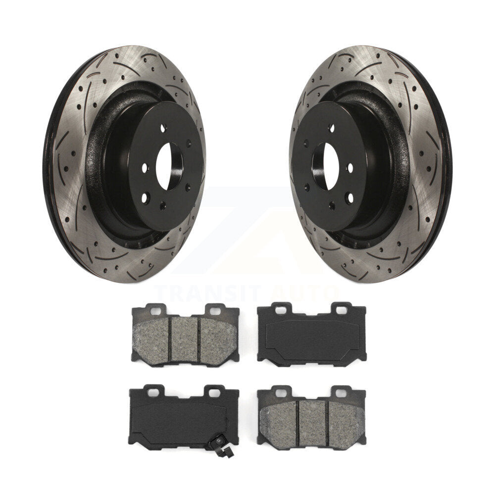 Kit de plaquettes semi-métalliques de Rotor de frein de fente de forage arrière pour INFINITI G37 Nissan 370Z