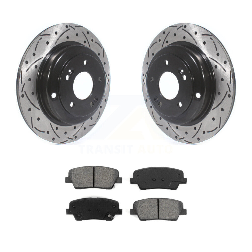 Kit de plaquettes semi-métalliques de Rotor de frein à disque de fente de forage arrière pour Hyundai Genesis Coup