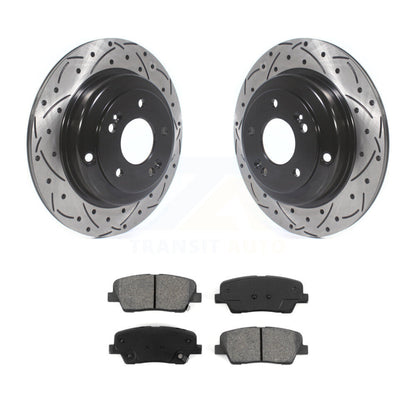 Kit de plaquettes semi-métalliques de Rotor de frein à disque de fente de forage arrière pour Hyundai Genesis Coup