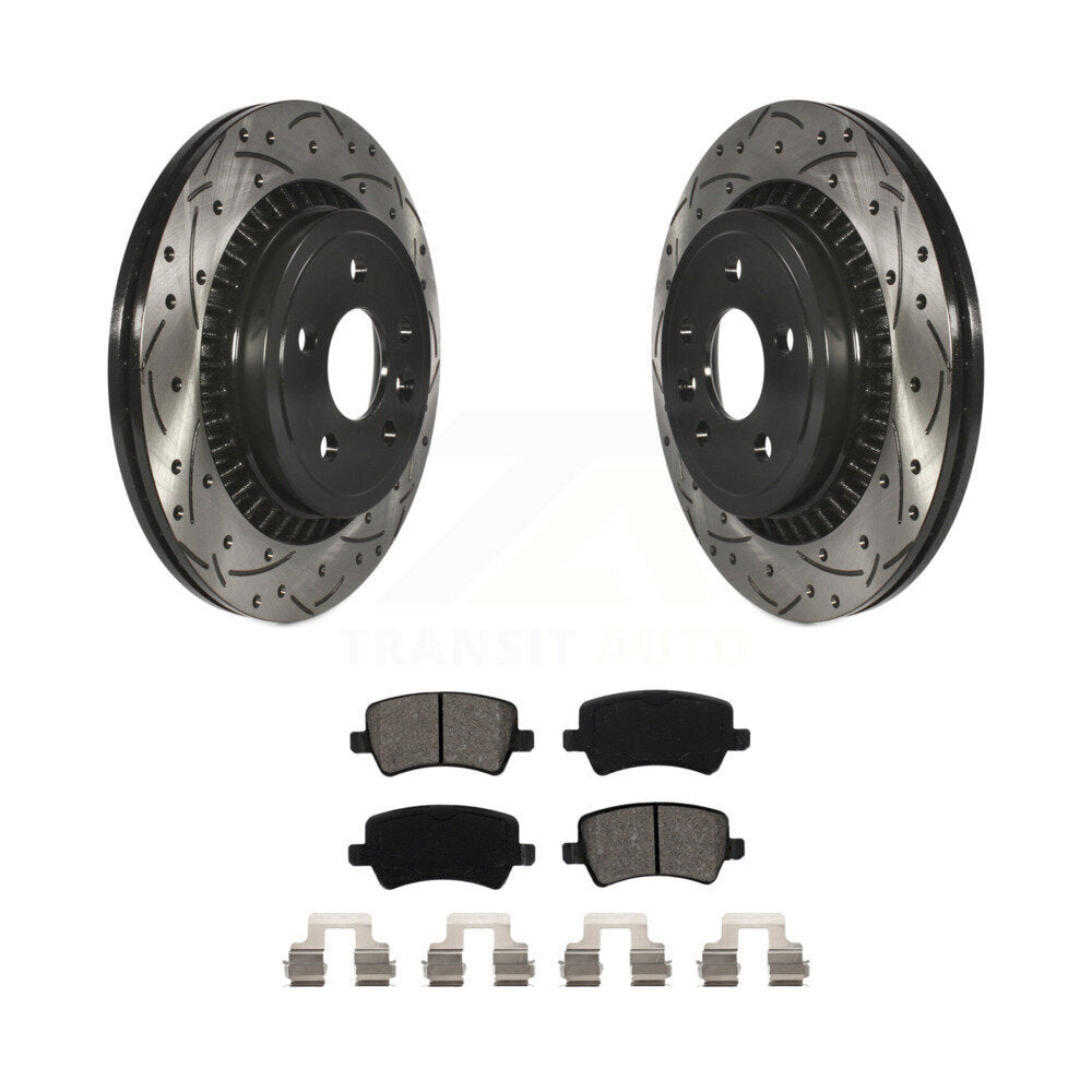 Kit de plaquettes semi-métalliques de rotors de frein à disque de fente de forage arrière pour Volvo XC6 2010-2017