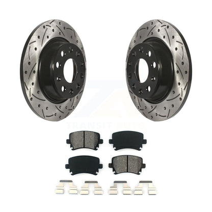 Kit de plaquettes semi-métalliques de Rotor de frein de fente de forage arrière pour Volkswagen Tiguan CC Jett