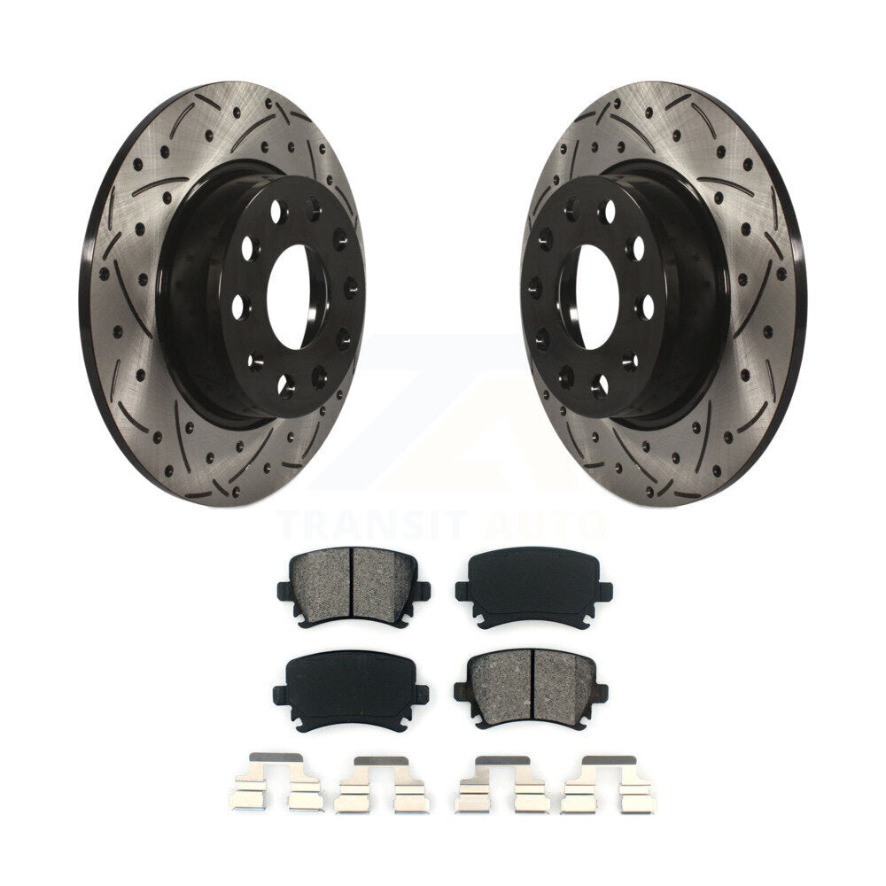 Kit de plaquettes semi-métalliques de Rotor de frein de fente de forage arrière pour Volkswagen GTI Eos Audi A