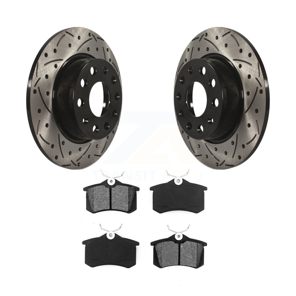 Kit de plaquettes semi-métalliques de Rotor de frein à disque de fente de forage arrière pour moteur DIESEL Audi A3