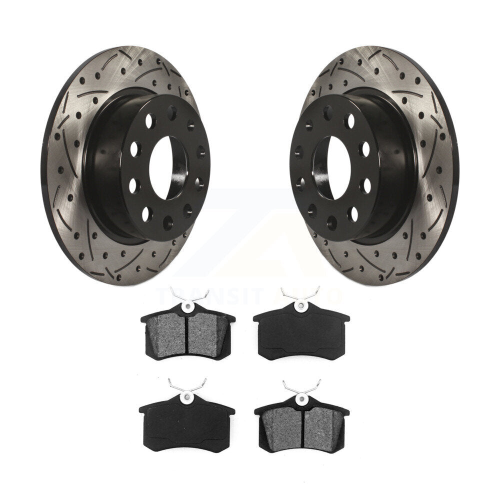 Kit de plaquettes semi-métalliques de Rotor de frein de fente de forage arrière pour Volkswagen Jetta Beetle A