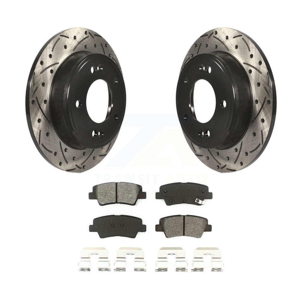 Rotors de frein à fente arrière, Kit de plaquettes semi-métalliques pour Hyundai Elantra Kia Fort