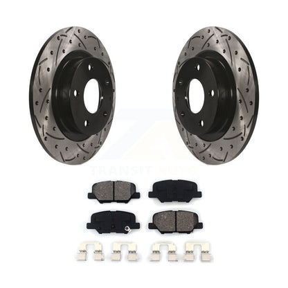 Rotor de frein à disque à fente arrière percée et kit de plaquettes semi-métalliques pour Mazda 2014-2015