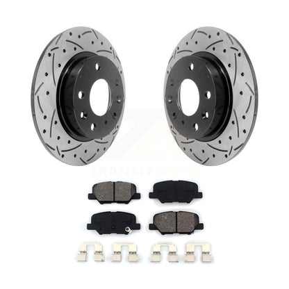 Kit de plaquettes semi-métalliques de rotors de frein à disque de fente de forage enduit arrière pour Mazda 3 Spor