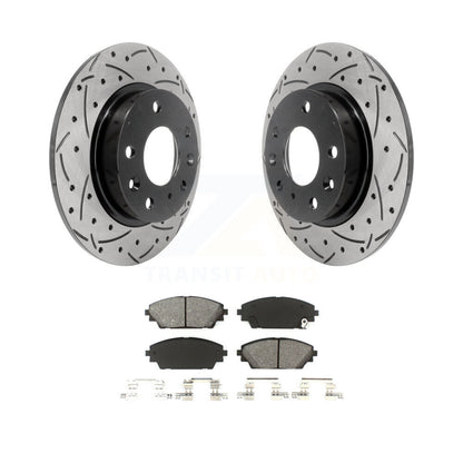 Kit de plaquettes semi-métalliques de rotors de frein à disque de fente de forage enduit arrière pour Mazda 3 Spor