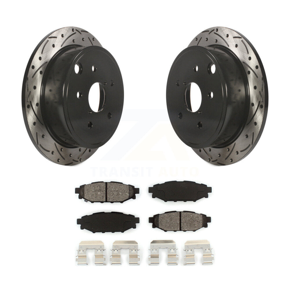 Rotor de frein à disque à fente percée avec revêtement arrière et kit de plaquettes semi-métalliques pour Subaru WR