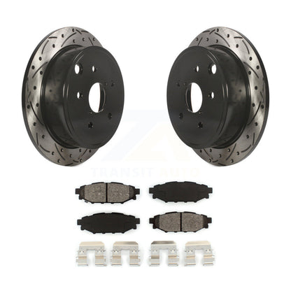 Rotor de frein à disque à fente percée avec revêtement arrière et kit de plaquettes semi-métalliques pour Subaru WR