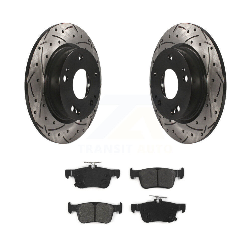 Kit de plaquettes semi-métalliques de rotors de frein à disque à fente percée à revêtement arrière pour Honda Civi