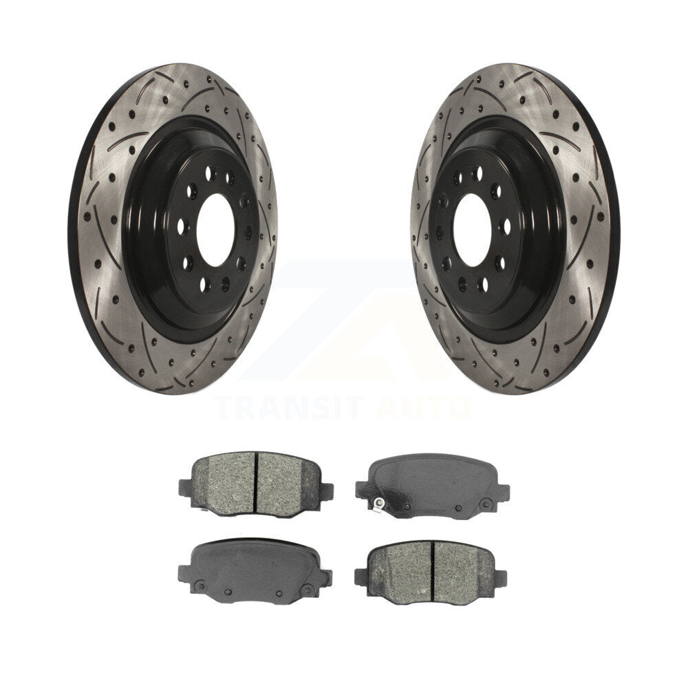 Kit de plaquettes semi-métalliques de rotors de frein à disque de fente de forage enduits arrière pour Jeep Cheroke