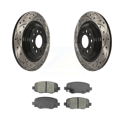 Kit de plaquettes semi-métalliques de rotors de frein à disque de fente de forage enduits arrière pour Jeep Cheroke