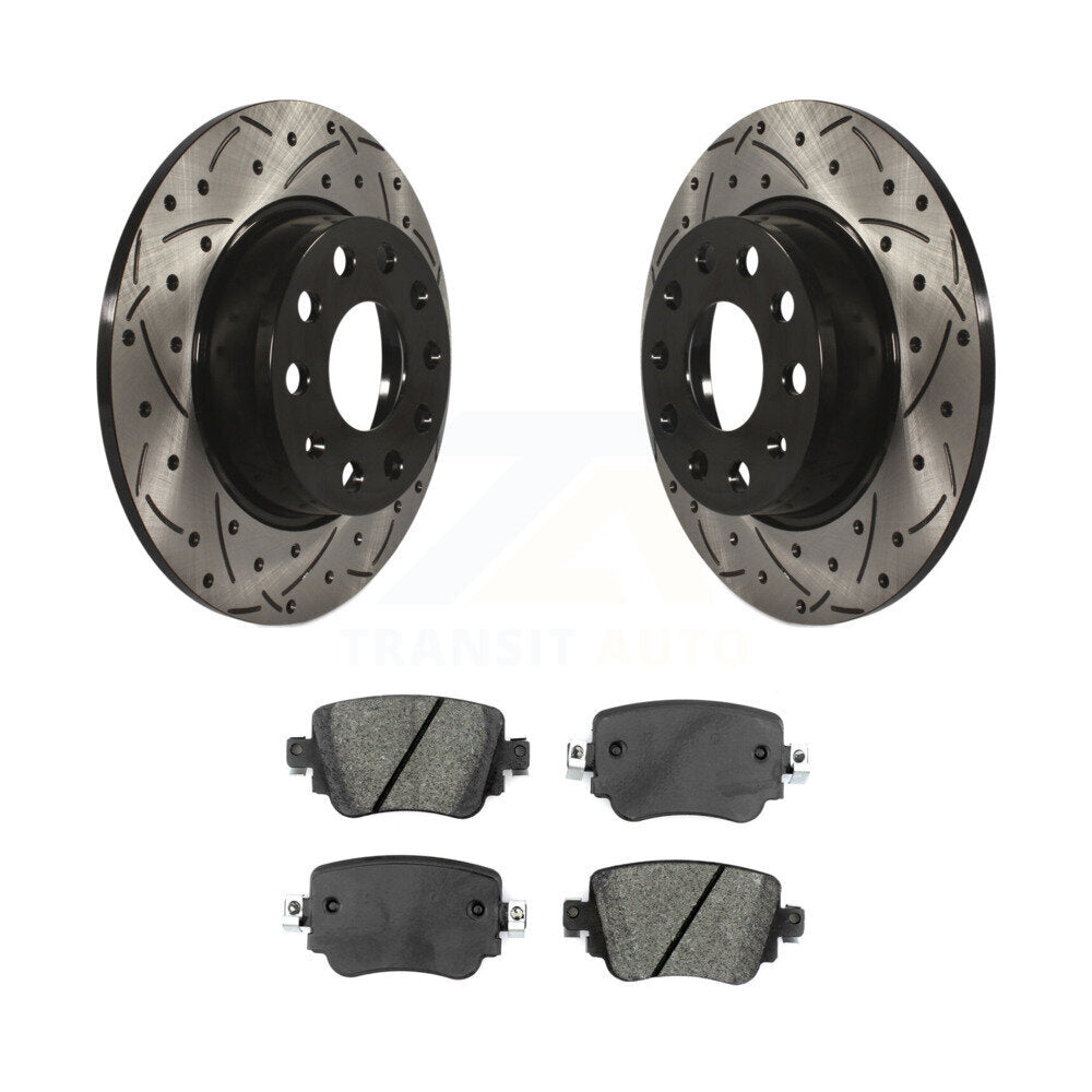 Kit de plaquettes semi-métalliques de Rotor de frein de fente de forage arrière pour Volkswagen Golf SportWage