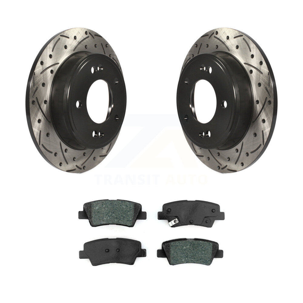 Rotors de frein à fente arrière, Kit de plaquettes semi-métalliques pour Hyundai Elantra Venue Ki