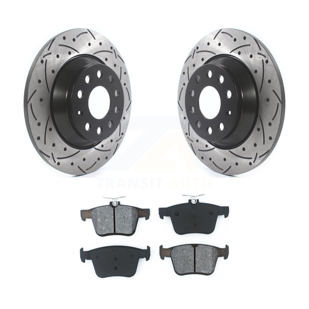 Kit de plaquettes semi-métalliques de Rotor de frein de fente de forage arrière pour Volkswagen Tiguan Jetta Q