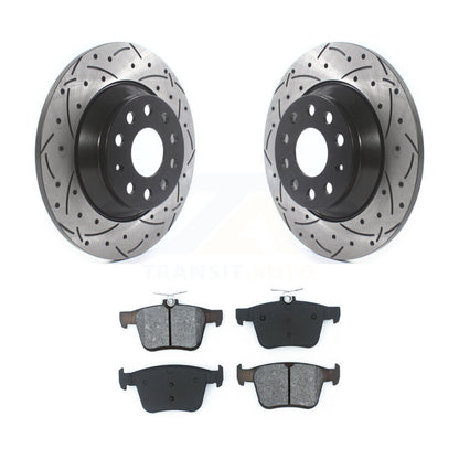 Kit de plaquettes semi-métalliques de Rotor de frein de fente de forage arrière pour Volkswagen Tiguan Jetta Q