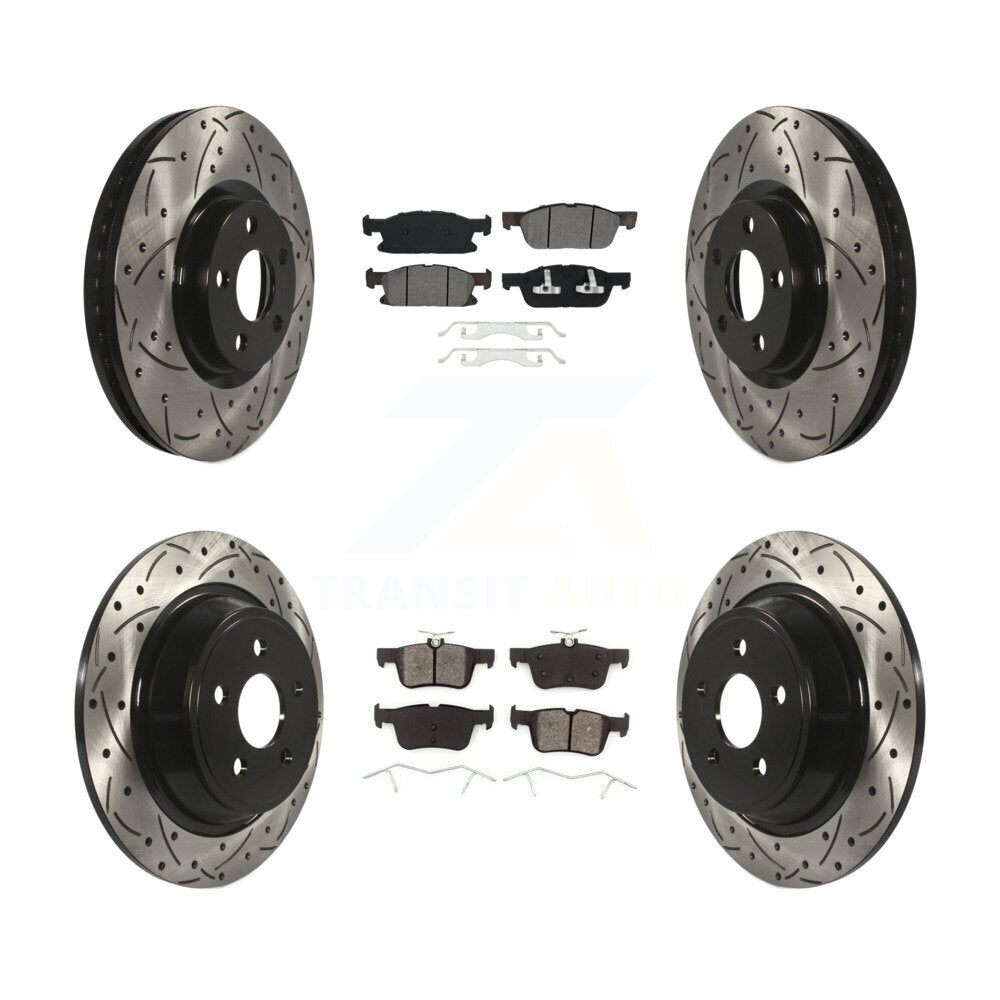 Kit de plaquettes semi-métalliques pour rotors de frein à disque, fente de perçage avant et arrière, pour Ford Edge