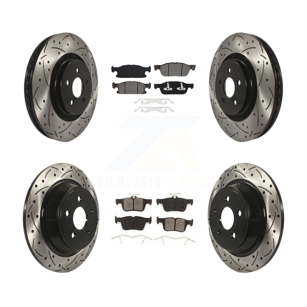 Kit de plaquettes de frein semi-métalliques pour rotors de frein à fente avant et arrière pour Ford Edge Lincol