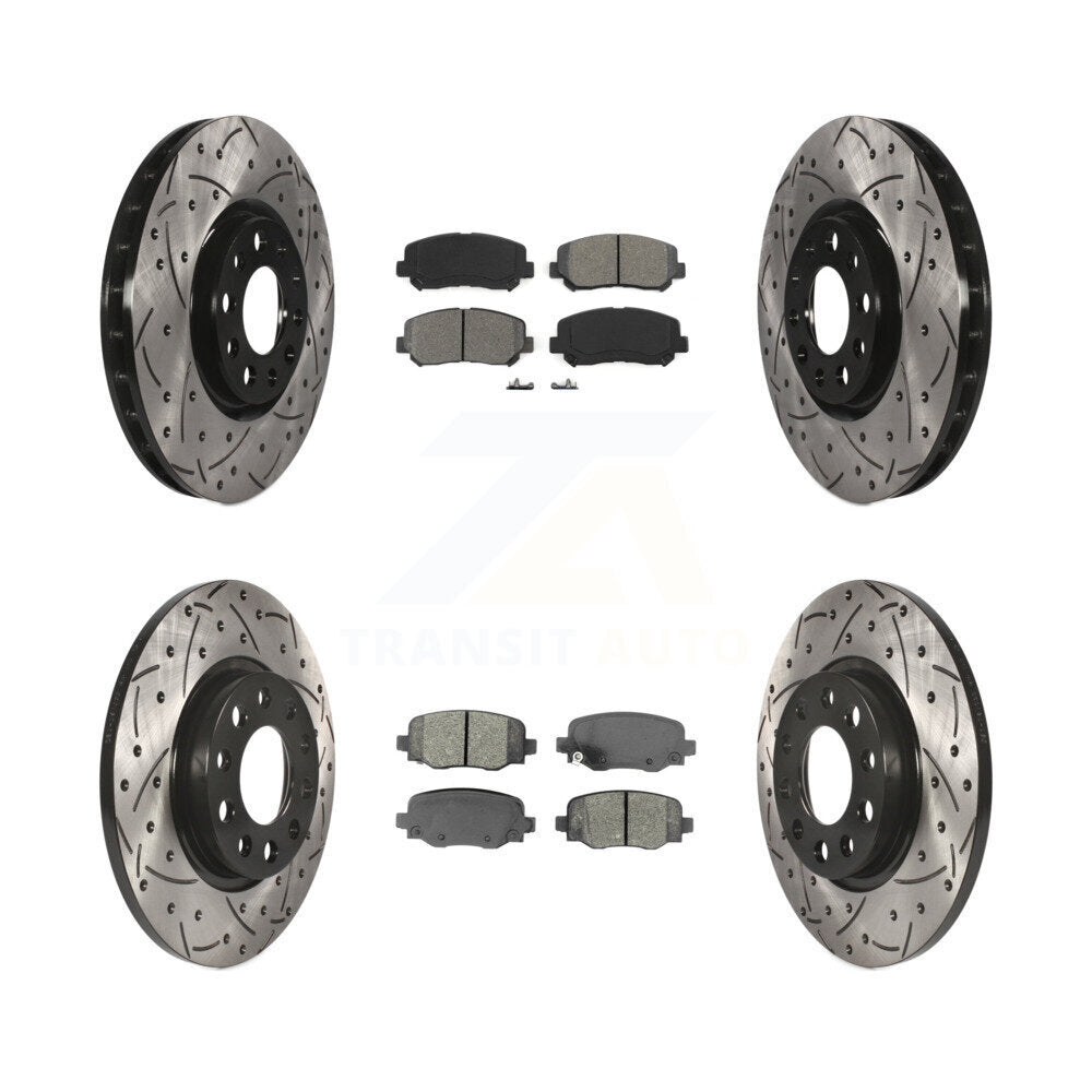 Rotors de frein à disque à fente avant et arrière, Kit de plaquettes semi-métalliques pour Chrysler 20