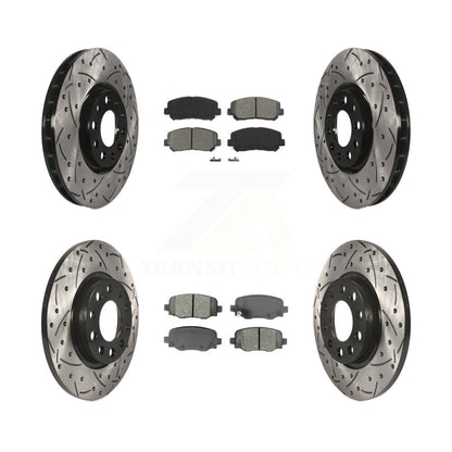 Rotors de frein à disque à fente avant et arrière, Kit de plaquettes semi-métalliques pour Chrysler 20