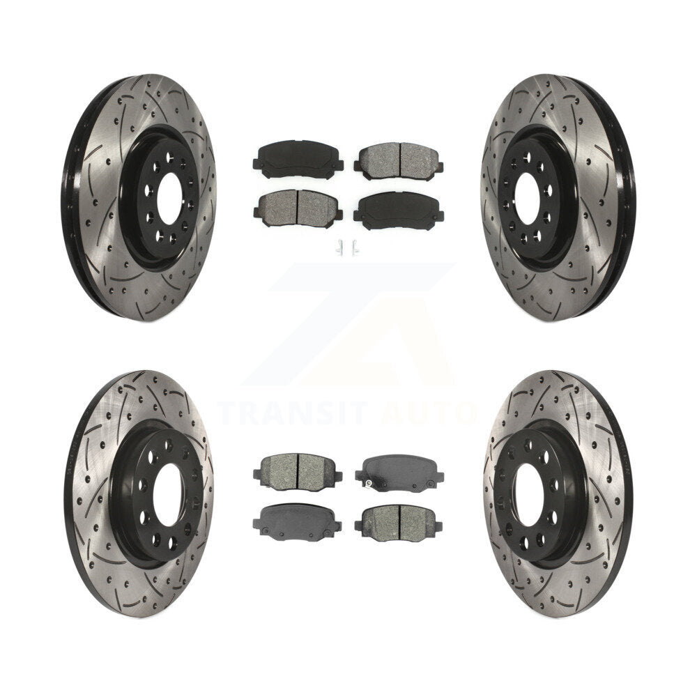 Rotors de frein à disque à fente avant et arrière, Kit de plaquettes semi-métalliques pour Chrysler 20
